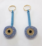 Small Blue and Pink Glitter Evil Eye Keyrings