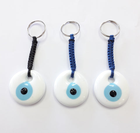 White Evil Eye Keyrings