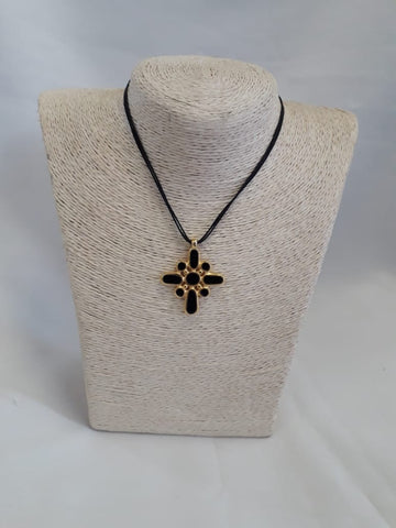 Black Enamel Cross Necklace